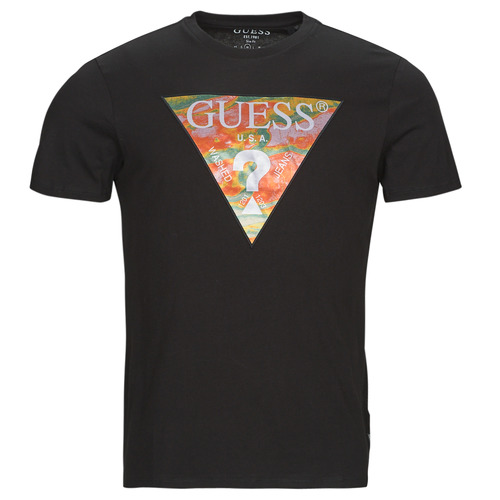 衣服 男士 短袖体恤 Guess SS BSC ABSTRACT TRI LOGO TEE 黑色