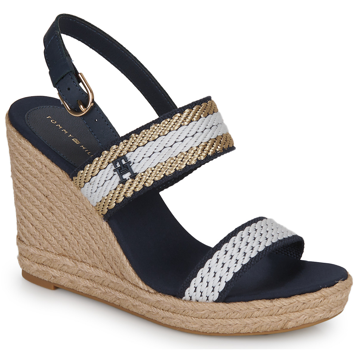 鞋子 女士 凉鞋 Tommy Hilfiger GOLDEN WEBBING WEDGE 海蓝色