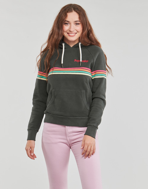 Superdry 极度干燥 RAINBOW STRIPE LOGO HOODIE 黑色 / 多彩