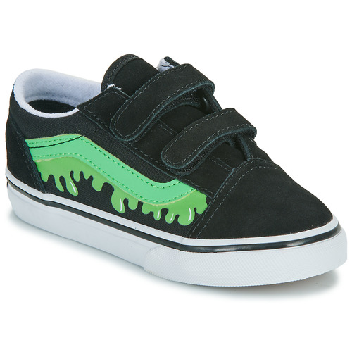 鞋子 儿童 球鞋基本款 Vans 范斯 Old Skool V GLOW SLIME BLACK/GREEN 黑色 / 绿色