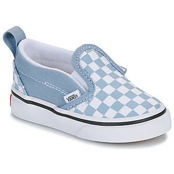 鞋子 儿童 平底鞋 Vans 范斯 TD Slip-On V COLOR THEORY CHECKERBOARD DUSTY BLUE 蓝色