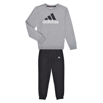 衣服 男孩 厚套装 Adidas Sportswear Essentials Big Logo French Terry Joggers Set 灰色 / 黑色