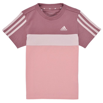 衣服 女孩 短袖体恤 Adidas Sportswear Tiberio 3-Stripes Colorblock Cotton T-Shirt 玫瑰色