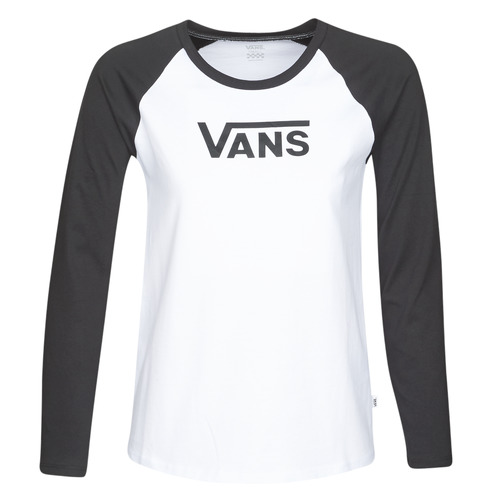 Clothing Women Long sleeved tee-shirts Vans FLYING V LS RAGLAN White / Black