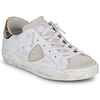 Shoes Women Low top trainers Philippe Model PARIS X VEAU CROCO White / Gold