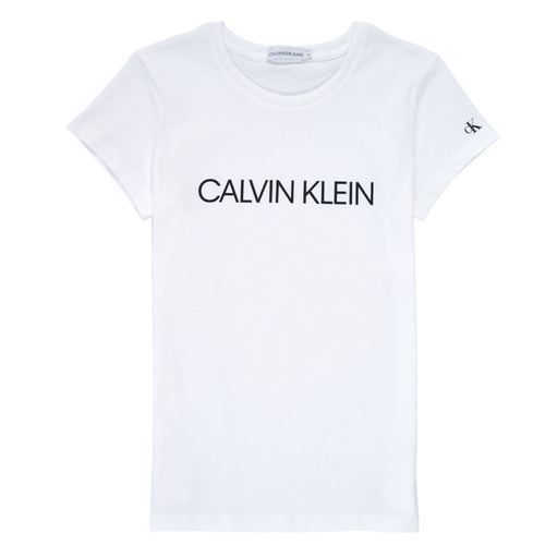 Clothing Girl Short-sleeved t-shirts Calvin Klein Jeans INSTITUTIONAL T-SHIRT White