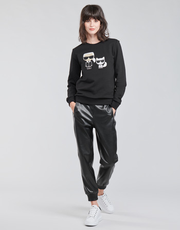 Clothing Women 5-pocket trousers Karl Lagerfeld FAUXLEATHERJOGGERS Black