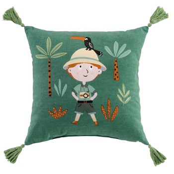 Home Children Cushions Douceur d intérieur LEO L'EXPLORATEUR Green