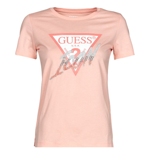 Clothing Women Short-sleeved t-shirts Guess SS CN ICON TEE Peach