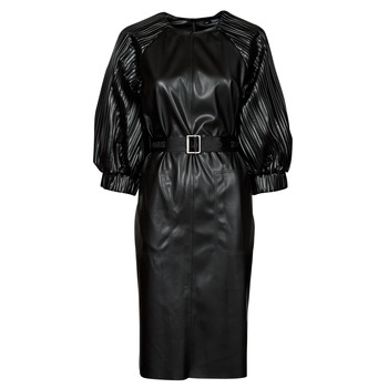 Clothing Women Short Dresses Karl Lagerfeld FAUX LEATHER DRESS Black