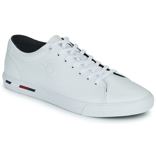 Shoes Men Low top trainers Tommy Hilfiger Corporate Logo Leather Vulc White