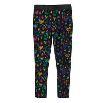 Clothing Girl Leggings Desigual CONSUELO Black / Multicolour