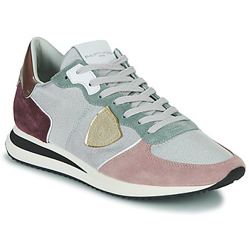 Shoes Women Low top trainers Philippe Model TROPEZ X LOW WOMAN Grey / Pink / Prune