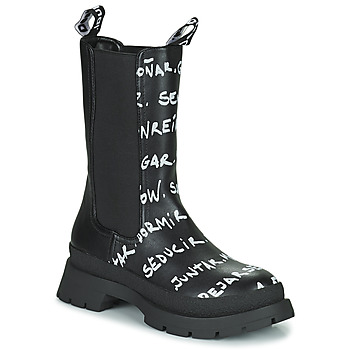 Shoes Women Mid boots Desigual SHOES CHELSEA HIGH LETTERING Black