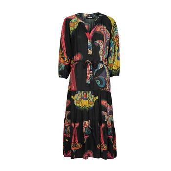 Clothing Women Long Dresses Desigual ODYSSEY Black / Multicolour