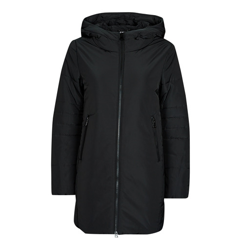 Clothing Women Coats Geox W MYRIA LONG COAT Black