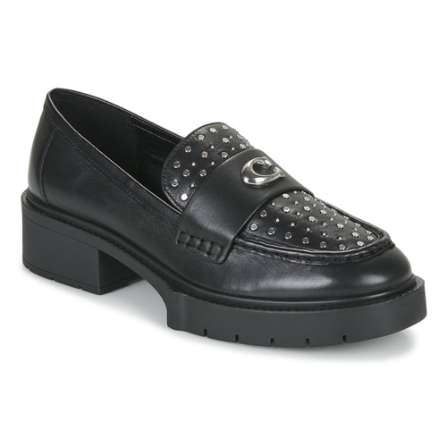 Shoes Women Loafers Coach LEELA STUD Black