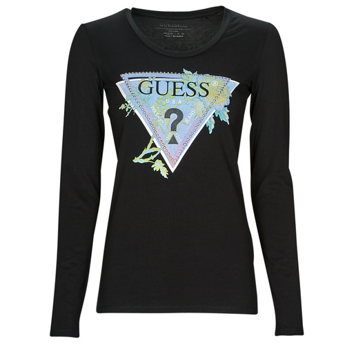 Clothing Women Long sleeved tee-shirts Guess LS RN ALVA TEE Black