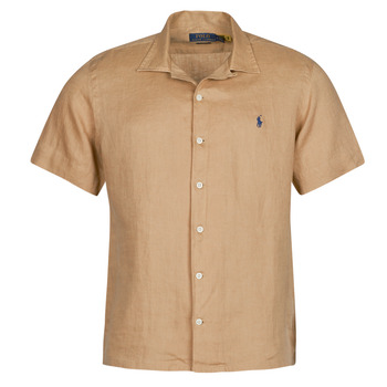 Clothing Men Short-sleeved shirts Polo Ralph Lauren CHEMISE COUPE DROITE EN LIN Camel / Kaki