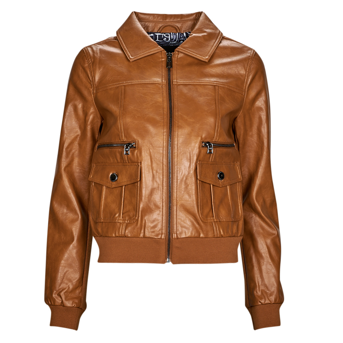 Clothing Women Leather jackets / Imitation leather Desigual CHAQ_DALLAS Cognac