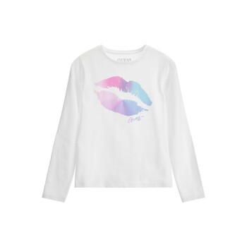 Clothing Girl Long sleeved tee-shirts Guess J3YI49 White