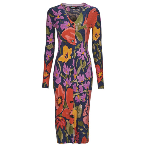 Clothing Women Long Dresses Desigual DELAWARE Multicolour