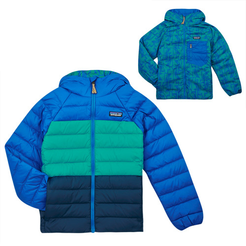 Clothing Boy Duffel coats Patagonia K'S REVERSIBLE DOWN SWEATER HOODY Blue