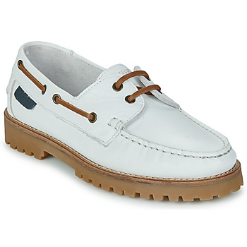 Shoes Women Boat shoes Pellet OLIVIA Veal / Smooth / White / Lacets / Camel