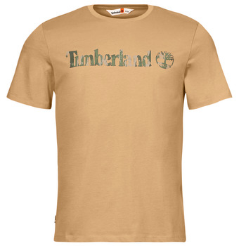 Clothing Men Short-sleeved t-shirts Timberland Camo Linear Logo Short Sleeve Tee Beige