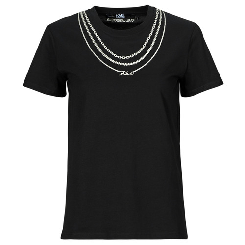 Clothing Women Short-sleeved t-shirts Karl Lagerfeld karl necklace t-shirt Black