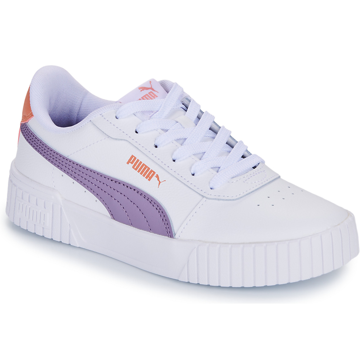 Shoes Girl Low top trainers Puma Carina 2.0 Jr White / Purple / Orange