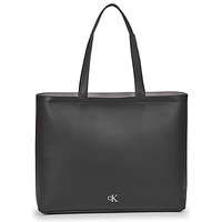 Bags Women Shopping Bags / Baskets Calvin Klein Jeans MINIMAL MONOGRAM SLIM TOTE34 Black