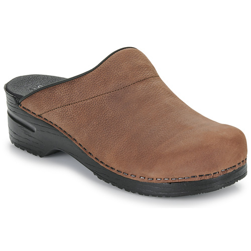 Shoes Men Clogs Sanita KARL OPEN OIL Brown