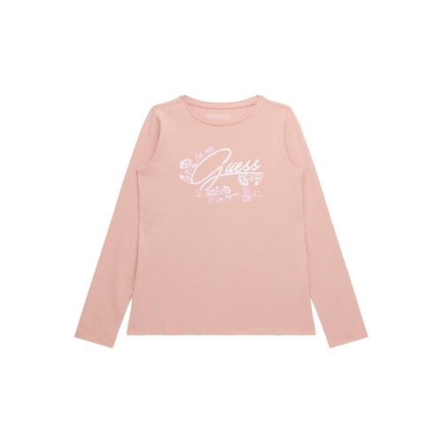 Clothing Girl Long sleeved tee-shirts Guess LS T SHIRT Pink