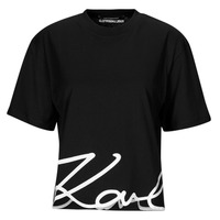 Clothing Women Short-sleeved t-shirts Karl Lagerfeld KARL SIGNATURE HEM T-SHIRT Black / White