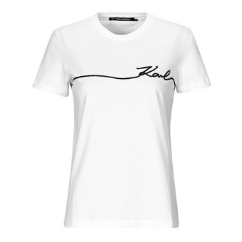 Clothing Women Short-sleeved t-shirts Karl Lagerfeld SEASONAL LOGO T-SHIRT White / Black