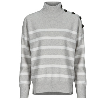 Clothing Women Jumpers Ikks PULL STRAIGHT LAINE Grey / White