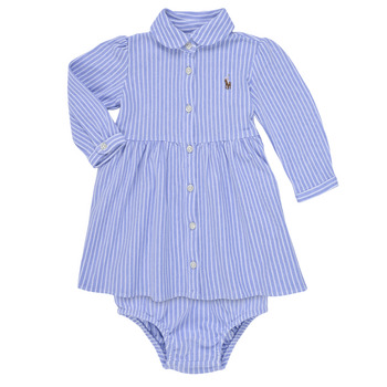 Clothing Girl Short Dresses Polo Ralph Lauren STRIPE DRESS-DRESSES-KNIT Blue / White