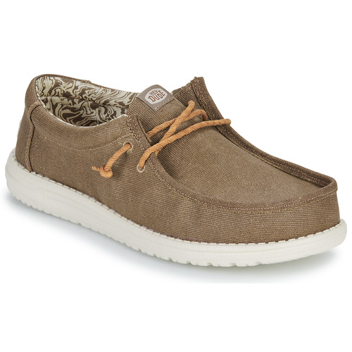 Shoes Men Slip-ons HEYDUDE Wally Waxed Canvas Brown