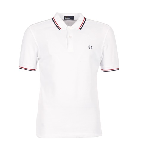 Clothing Men Short-sleeved polo shirts Fred Perry SLIM FIT TWIN TIPPED White / Red