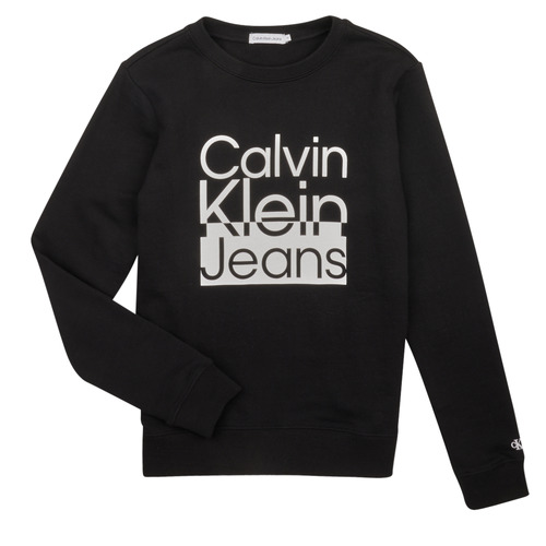 Odjeća Dječak
 Sportske majice Calvin Klein Jeans BOX LOGO SWEATSHIRT Crna