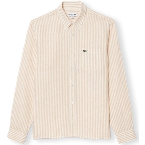 Odjeća Muškarci
 Košulje dugih rukava Lacoste Shirt CH6985 - Blanc/Beige Bež