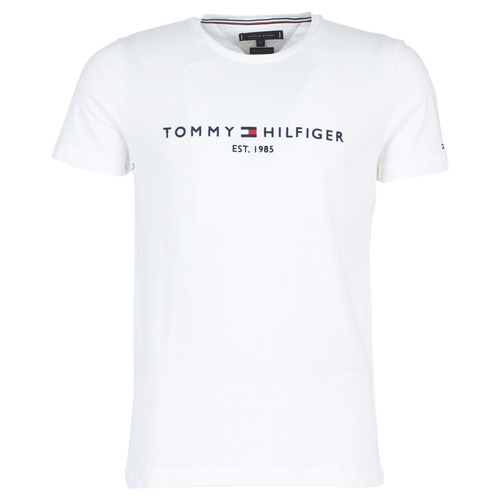 Vêtements Homme T-shirts manches courtes Tommy Hilfiger TOMMY FLAG HILFIGER TEE Blanc cassé 