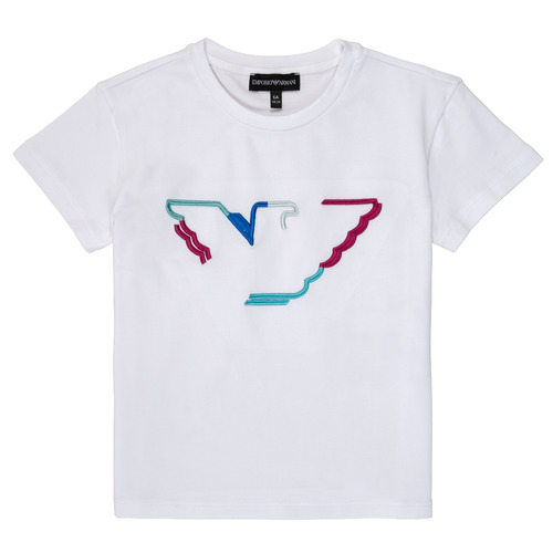 Vêtements Fille T-shirts manches courtes Emporio Armani Amin Blanc