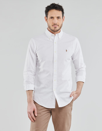 Vêtements Homme Chemises manches longues Polo Ralph Lauren CHEMISE COUPE DROITE EN OXFORD Blanc