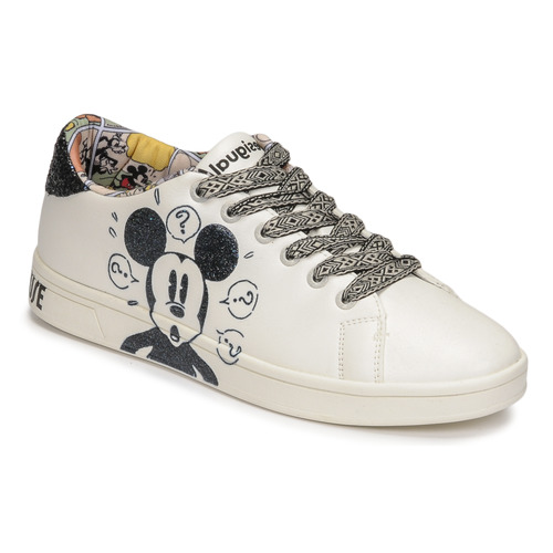 Chaussures Femme Baskets basses Desigual COSMIC MICKEY GLITTER Blanc / Noir