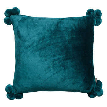 Maison & Déco Housses de coussins Vivaraise TENDER POMPONS Bleu paon