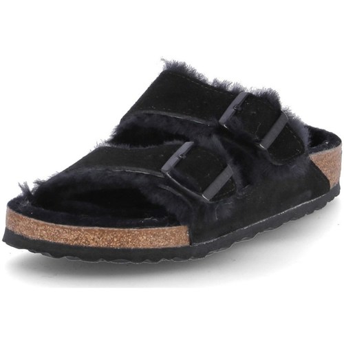 Chaussures Femme Tongs Birkenstock Arizona Fur Noir