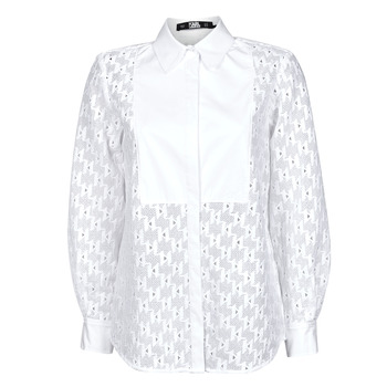 Vêtements Femme Chemises / Chemisiers Karl Lagerfeld KL MONOGRAM LACE BIB SHIRT Blanc