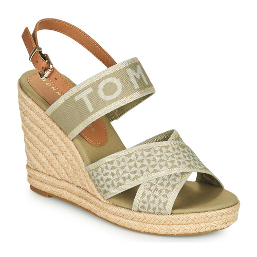 Chaussures Femme Sandales et Nu-pieds Tommy Hilfiger TOMMY WEBBING HIGH WEDGE SANDAL Kaki